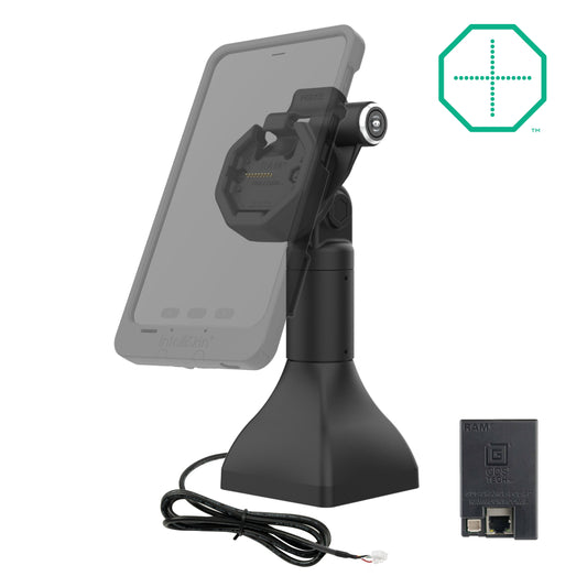 RAM Mounts GDS 7-inch key-locking pedestal dock with PoE for IntelliSkin Thin-Case tablets with rear pogo pads – alternative view