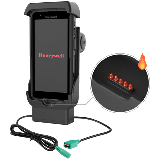 RAM Mounts powered dock + USB-a with heated pins for Honeywell CT40, CT45 and CT47 – product photo