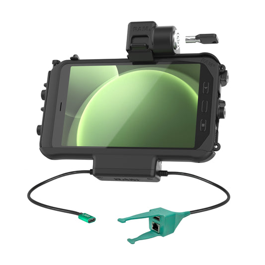 RAM Mounts Locking Thin-Dock Powered Dock + USB-A & RJ45 Data for Samsung Tab Active5 and 3 – product photo
