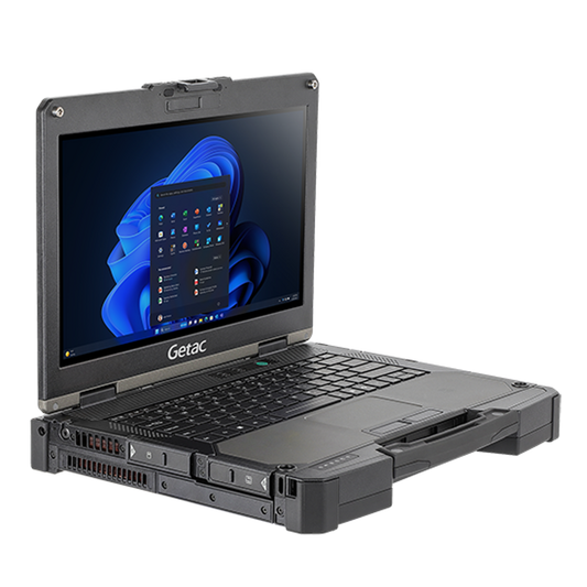 Getac B360 Pro G3 BV1164B4BDAJ left three-quarter view showing side ports and the media bay