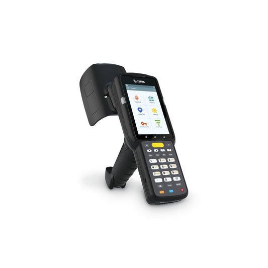 Zebra MC3390xR rugged keypad mobile computer, integrated UHF RFID reader, pistol grip, 29-key numeric keypad (MC339U-GF2EG4EU) – angled front view