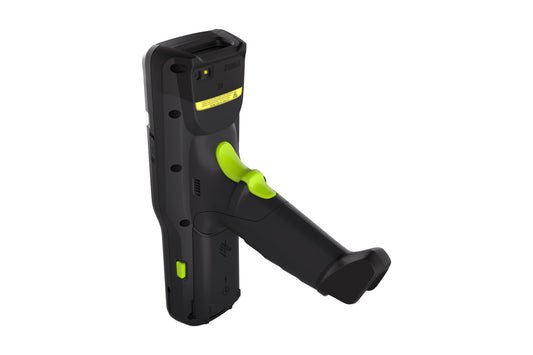 Zebra MC3400 rugged keypad mobile computer, pistol grip, 38-key function numeric keypad (MC3401-0G1M53SS-A6) – back view with pistol grip