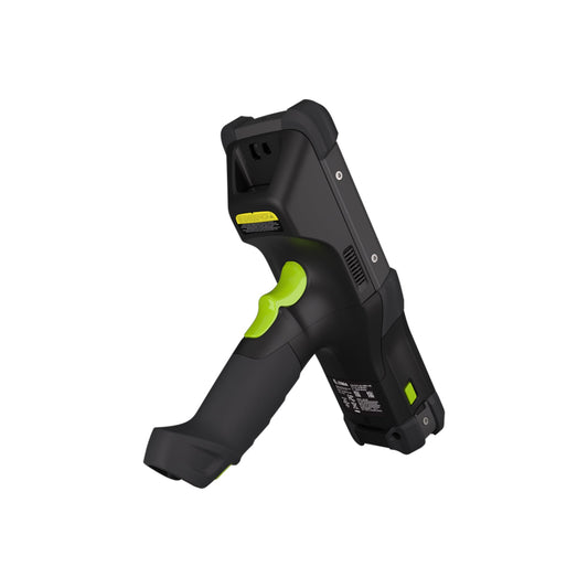 Zebra MC9450 rugged 5G keypad mobile computer, pistol grip, 34-key function numeric keypad (MC945B-3G1J6BSS-A6) – back angled view showing pistol grip