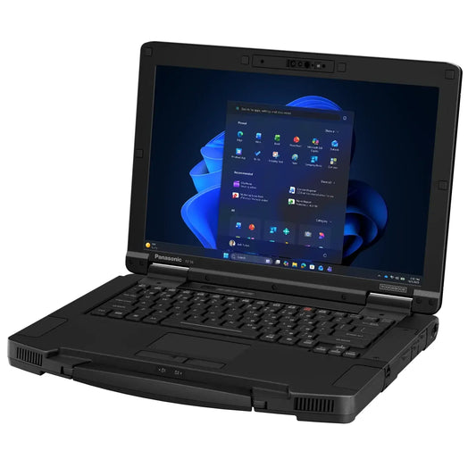 Panasonic TOUGHBOOK 56 rugged 14-inch laptop FZ-56AZ00DB4 (14-inch WUXGA display, Core Ultra 5, 4G LTE, German keyboard), front three-quarter view