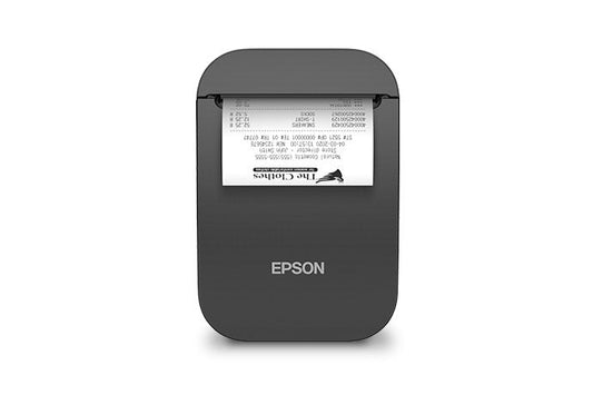 Epson TM-P80II 3-inch mobile receipt printer with autocutter, Wi-Fi, USB-C, black (C31CK00131) – front view with receipt