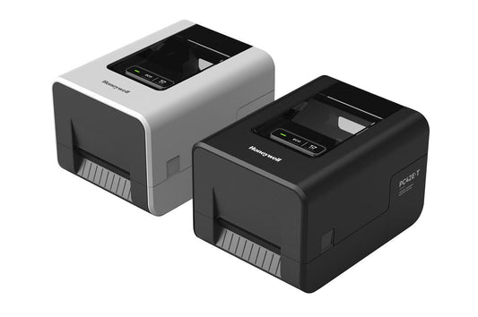 Honeywell PC42E-T 4-inch thermal transfer desktop label printer, white, 203 dpi (PC42E-TW02200) – white and black versions