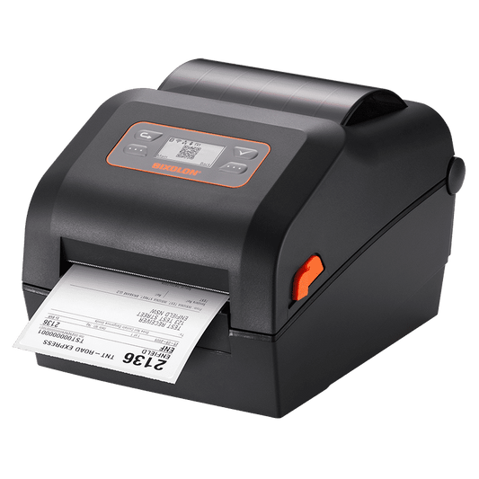 BIXOLON XD5-40d 4-inch direct thermal desktop label printer, black (XD5-40dK/BEG) – printing a shipping label