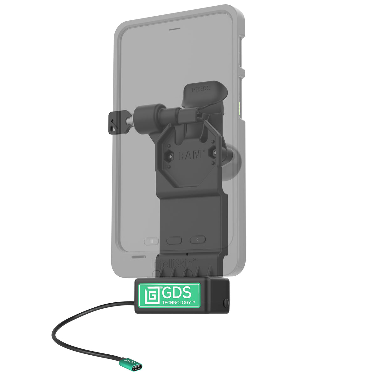 RAM Mounts GDS Uni-Conn left-locking tablet dock with release lever – alternative view
