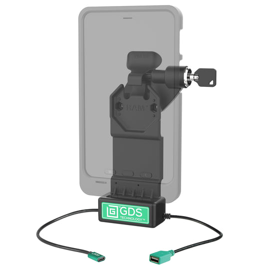 RAM Mounts GDS Uni-Conn right key-locking power + USB-A dock for IntelliSkin tablets – alternative view