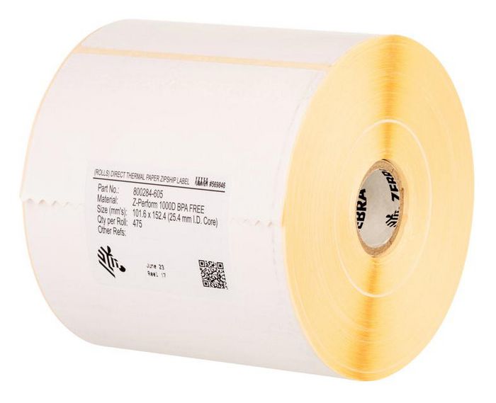 Labels, Zebra, Normal Paper, Z-Perform 1000T, W: 74 mm, H: 210 mm, D: 200 mm, C: 76 mm (3005869)