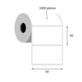 Foil labels 50x30 / 1000 pcs, 40 g, polyester, acrilic glue, an external coil, silver matte, corners rounded