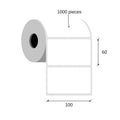 Thermal transfer labels 100x60 / 1000 pcs, 40 g, semigloss acrylic adhesive white 1 row