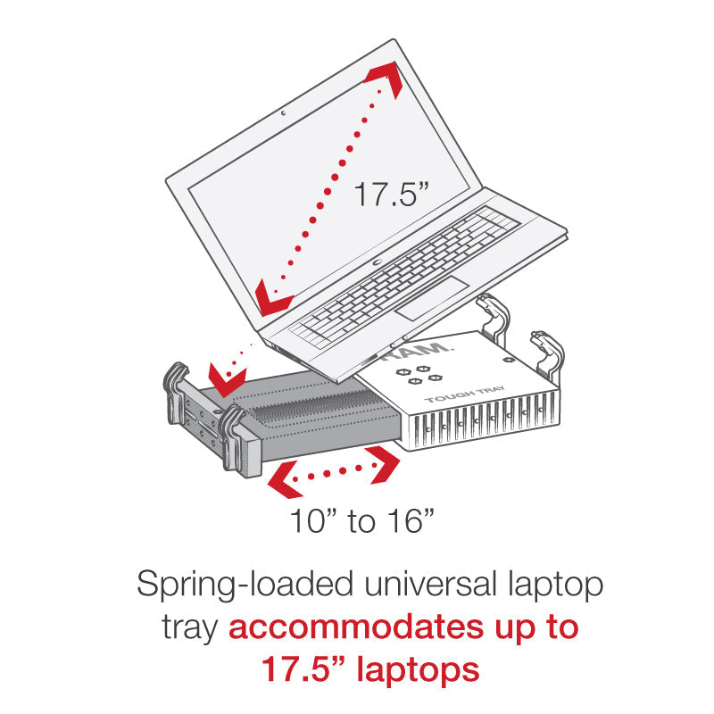 RAM Mounts Tough-Tray laptop tray with AMPS mounting – additional view