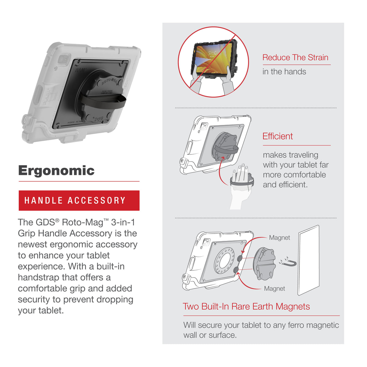 RAM Mounts GDS Roto-Mag 3-in-1 grip handle for Zebra ET4x and ET401 10-inch tablets – additional photo