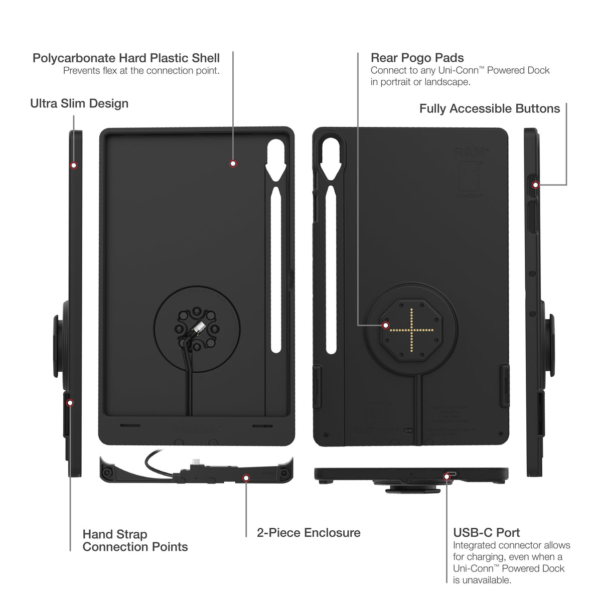 RAM Mounts IntelliSkin Thin-Case with rear pogo pads for Samsung Tab S10+, S9+ and S9 FE+ – additional product photo