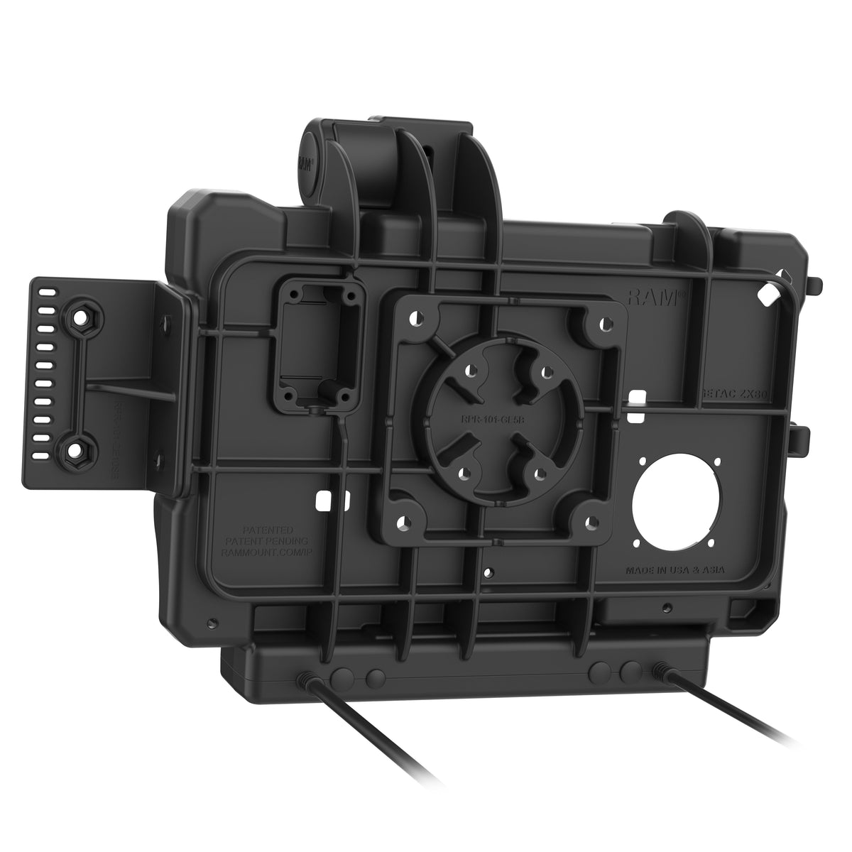RAM Mounts power + dual USB data dock for Getac ZX80 rugged tablet – further view