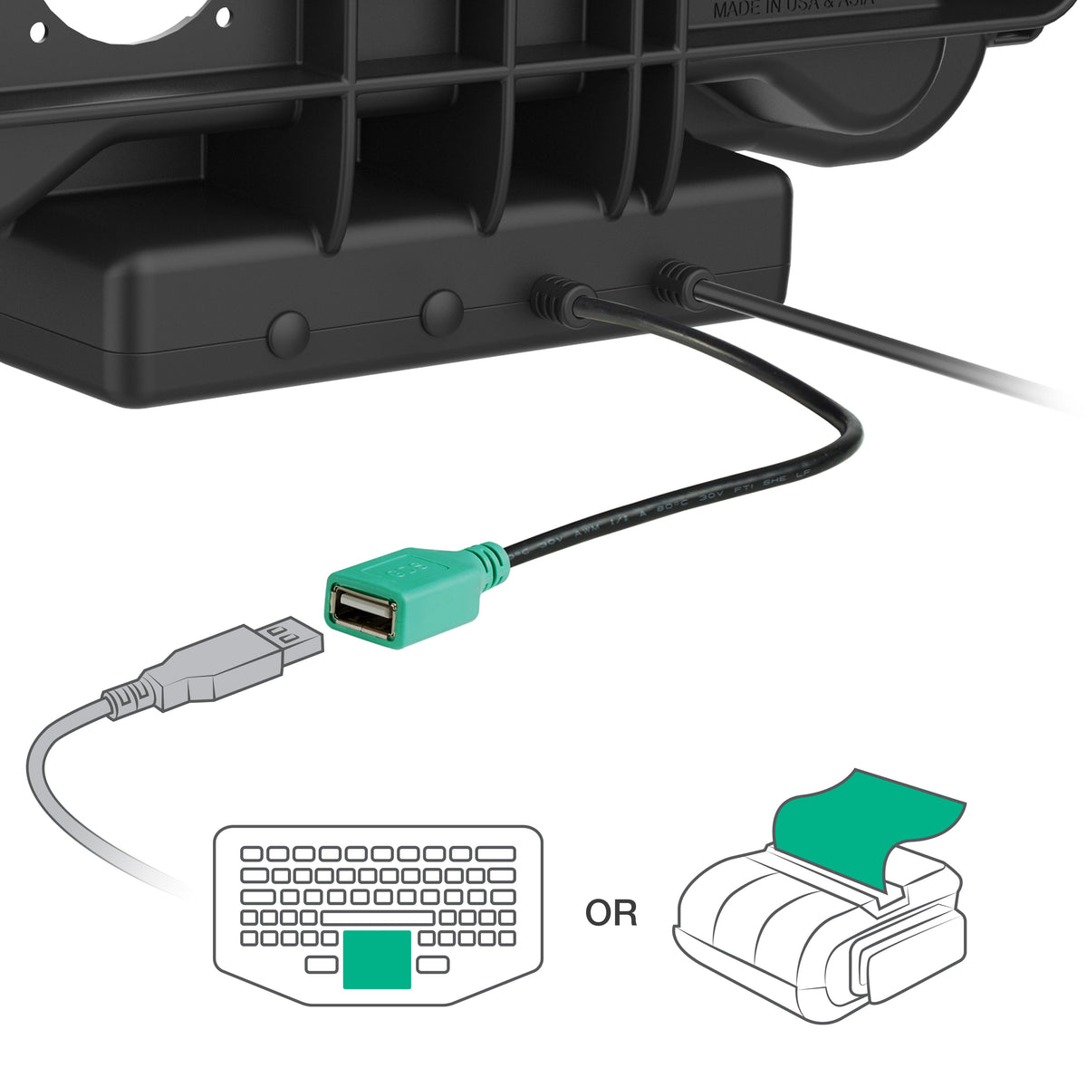 RAM Mounts key-locking power + data dock for Honeywell ScanPal EDA10A tablet – further view