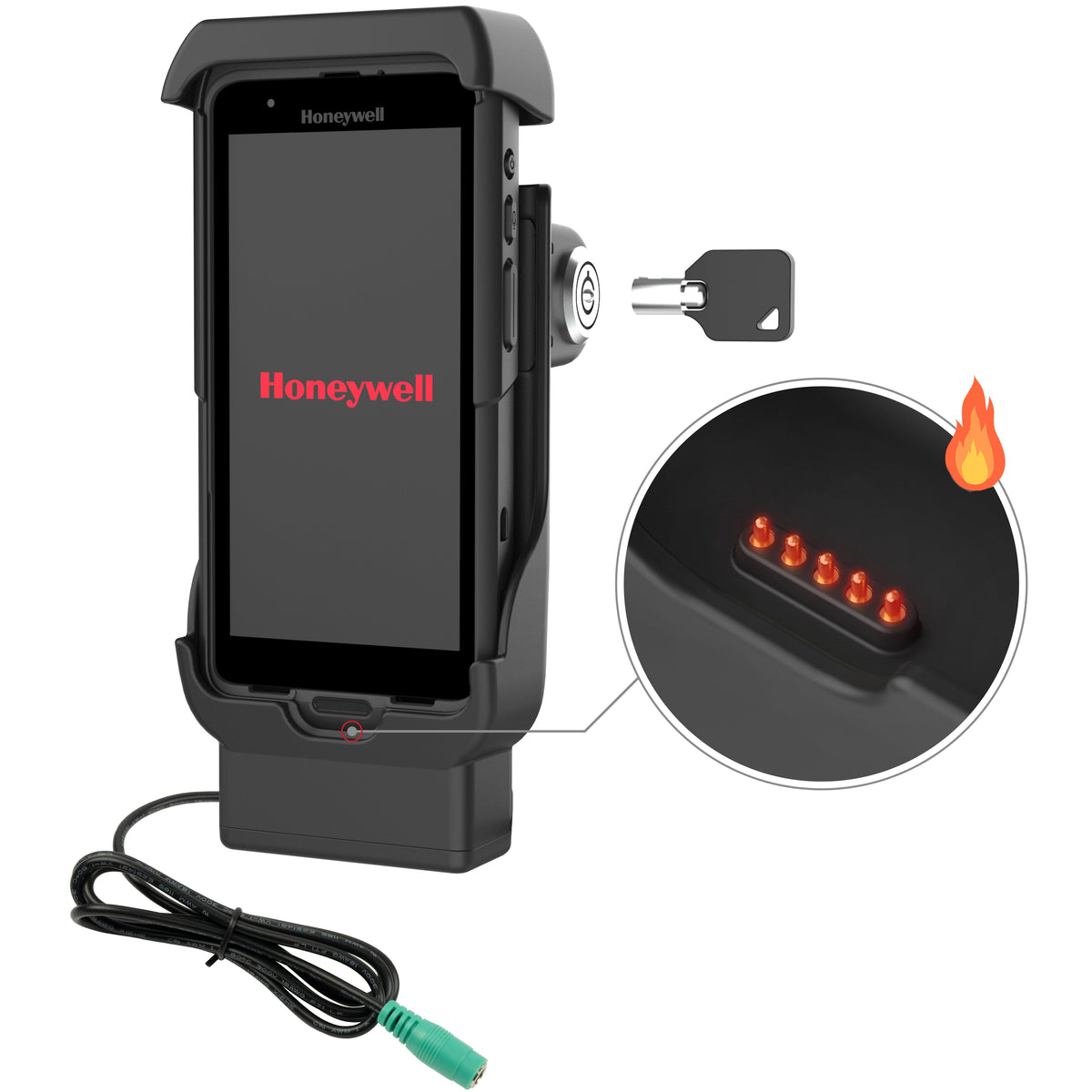 RAM Mounts key-locking powered dock with heated pins for Honeywell CT40, CT45 and CT47 – product photo