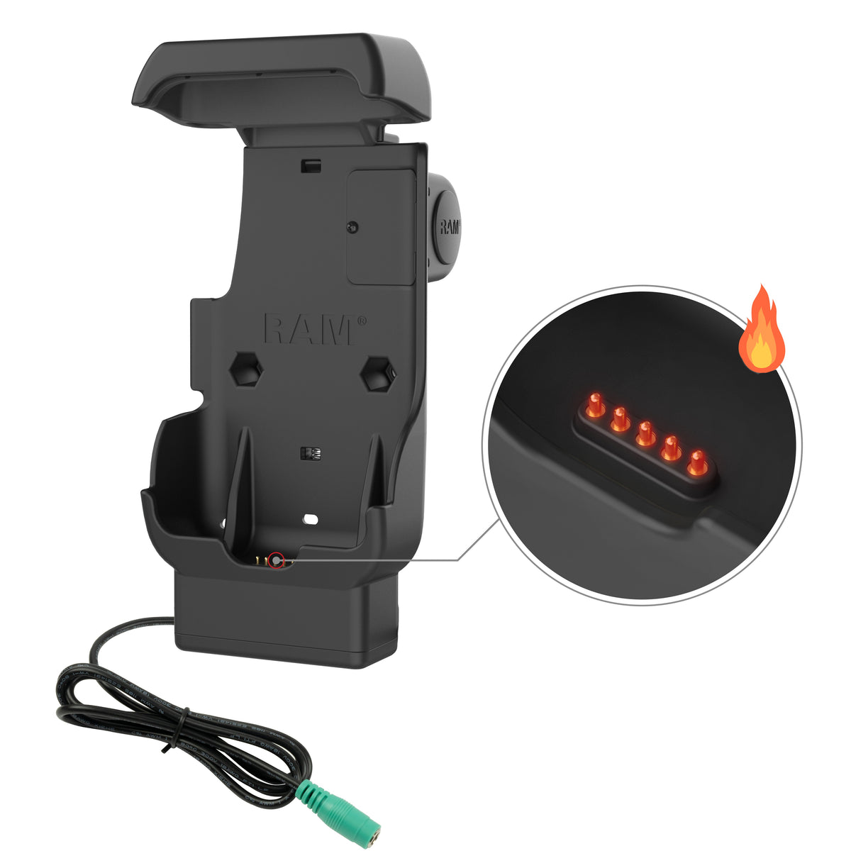 RAM Mounts powered dock with heated pins for Honeywell CT40, CT45 and CT47 – alternative view