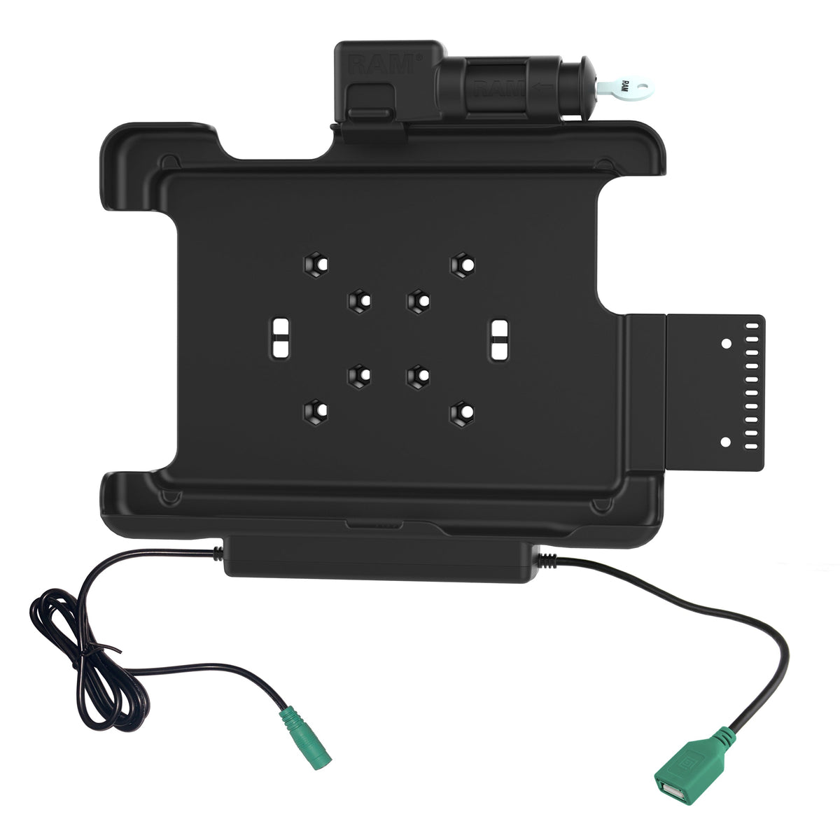 RAM Mounts key-locking power + data dock for Honeywell RT10 rugged tablet – alternative view