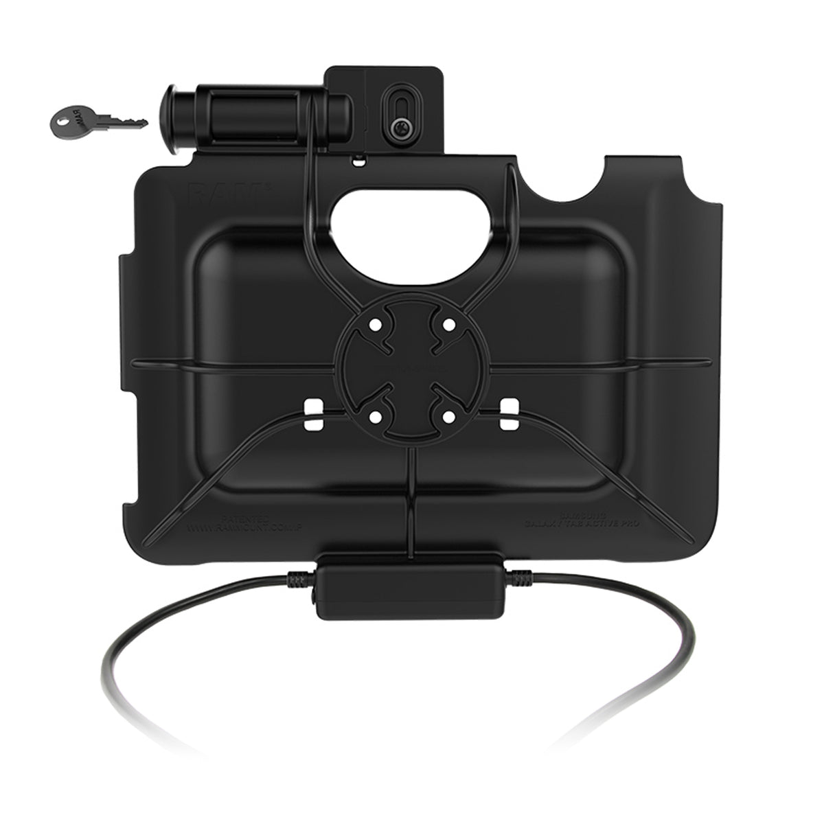 RAM Mounts Locking USB-C Powered Dock + USB-C & USB-A Data for Samsung Tab Active5 Pro and 4 Pro – another angle