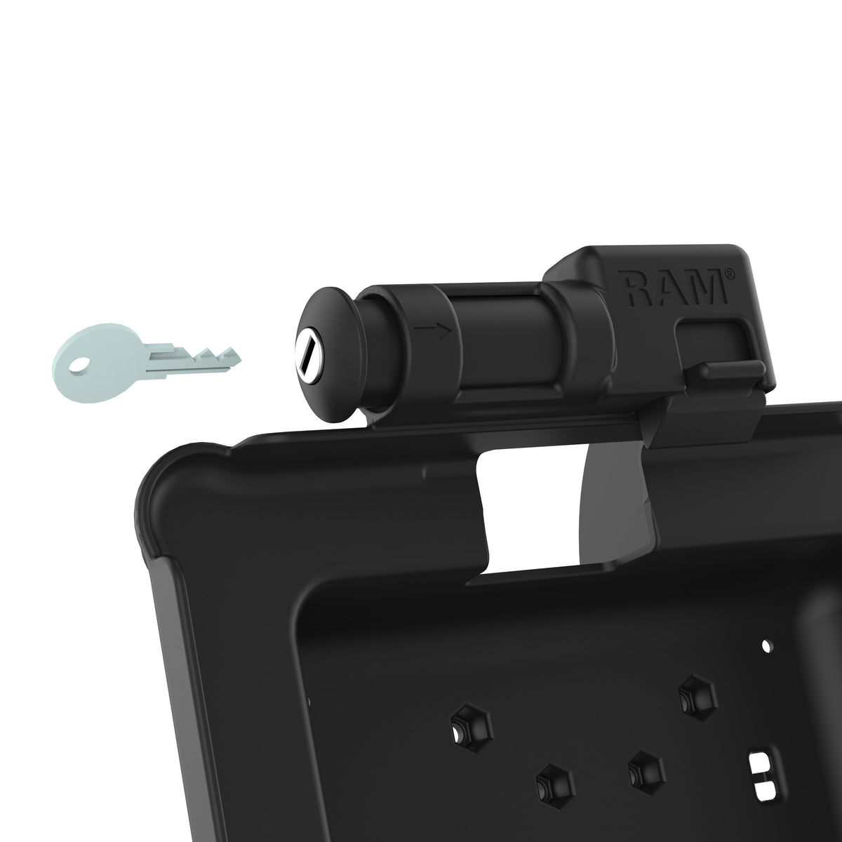 RAM Mounts key-locking GDS Form-Fit holder for Zebra ET5x 10.1" rugged tablets – another angle