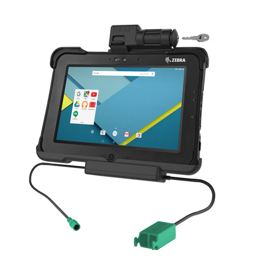 RAM Mounts key-locking GDS power dock with dual USB-A for Zebra XSLATE L10 rugged tablet – main view