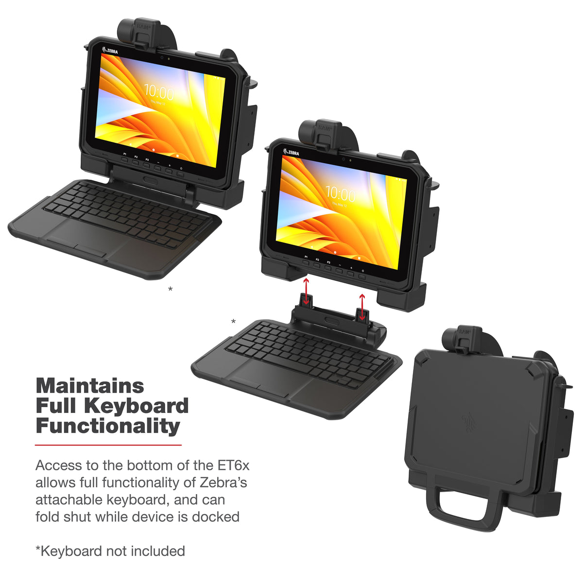 RAM Mounts Form-Fit Holder for Zebra ET60 and ET65 – another angle