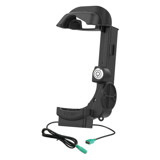RAM Mounts key-locking powered dock with USB-A and heated pins for Zebra MC9400 and MC9300 – alternative view