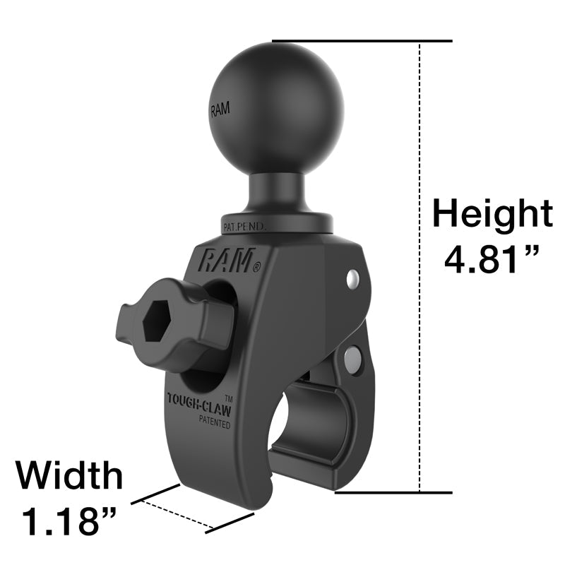 RAM Mounts Tough-Claw small clamp ball base, C-size, for 0.625–1.14 inch rails – alternative view