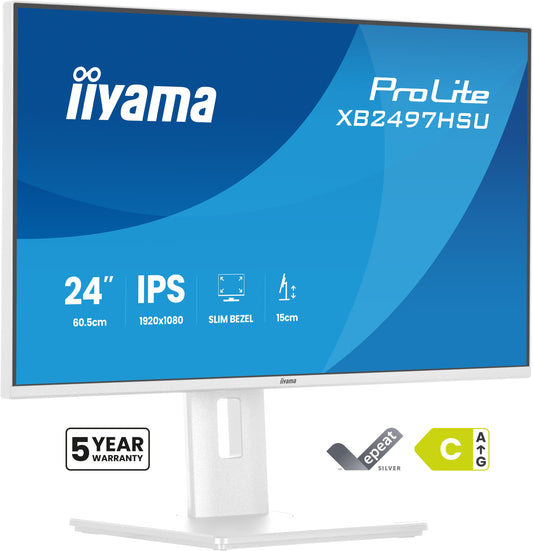 iiyama ProLite XB2497HSU-W1 24-inch monitor, white