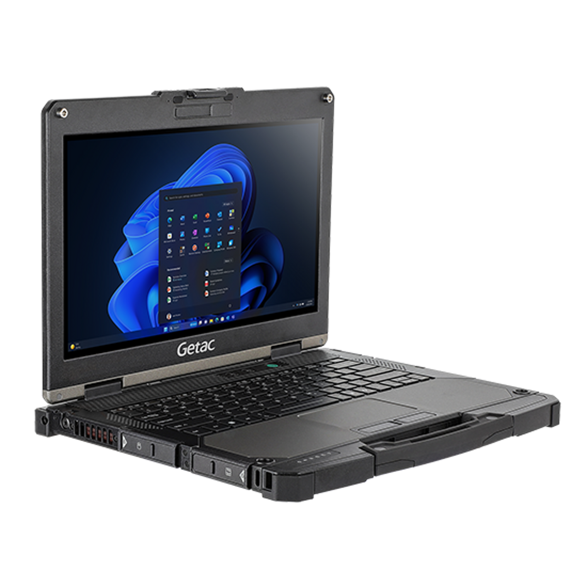 Getac B360 G3 BV3166B4BJGX left three-quarter view showing side ports and carry handle