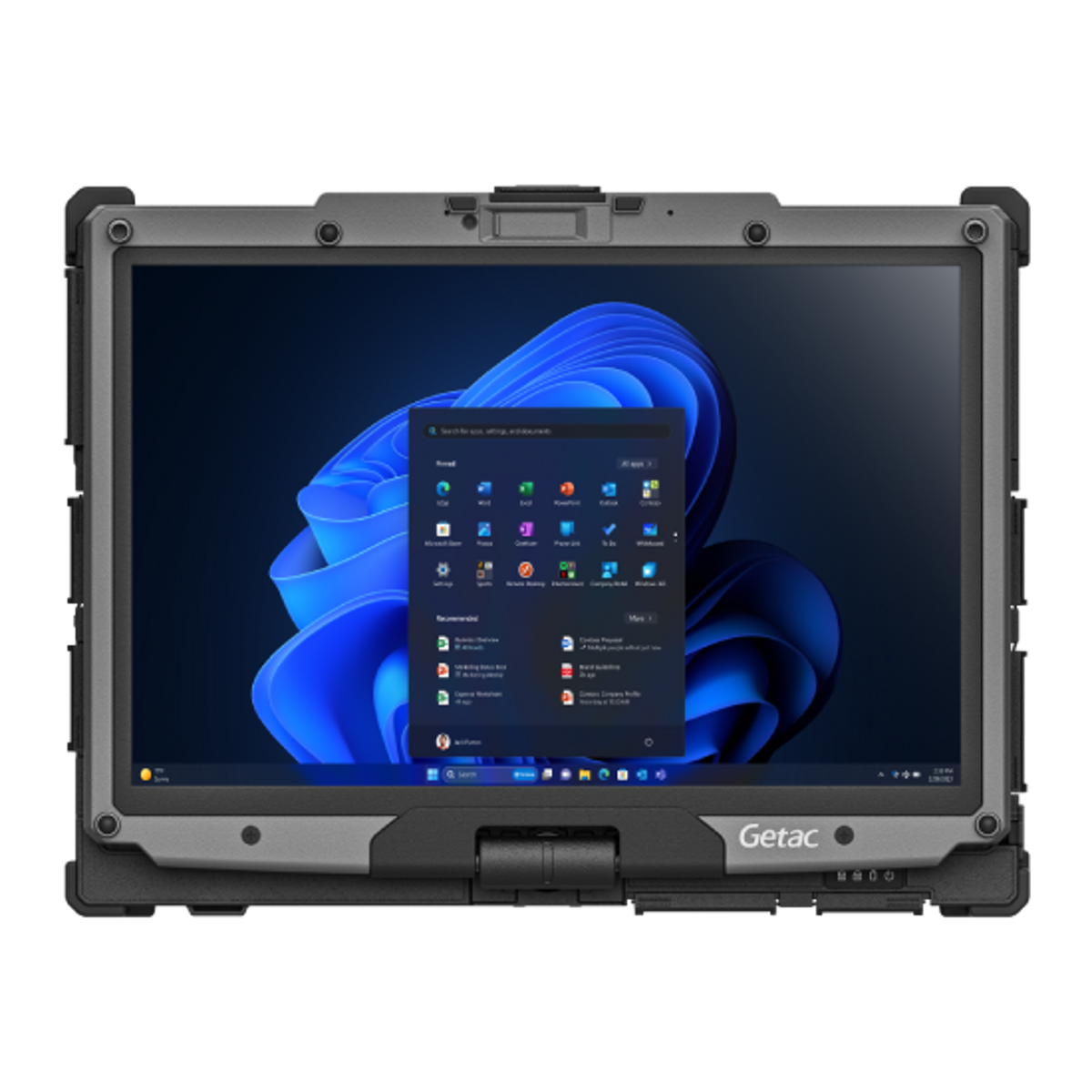 Getac V120 VV116YE3BDBA in tablet mode with the 12.2-inch touchscreen folded over the keyboard