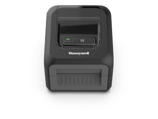 Honeywell PC42E-D 4-inch direct thermal desktop label printer, black, 203 dpi (PC42EDB020200) – front view, black