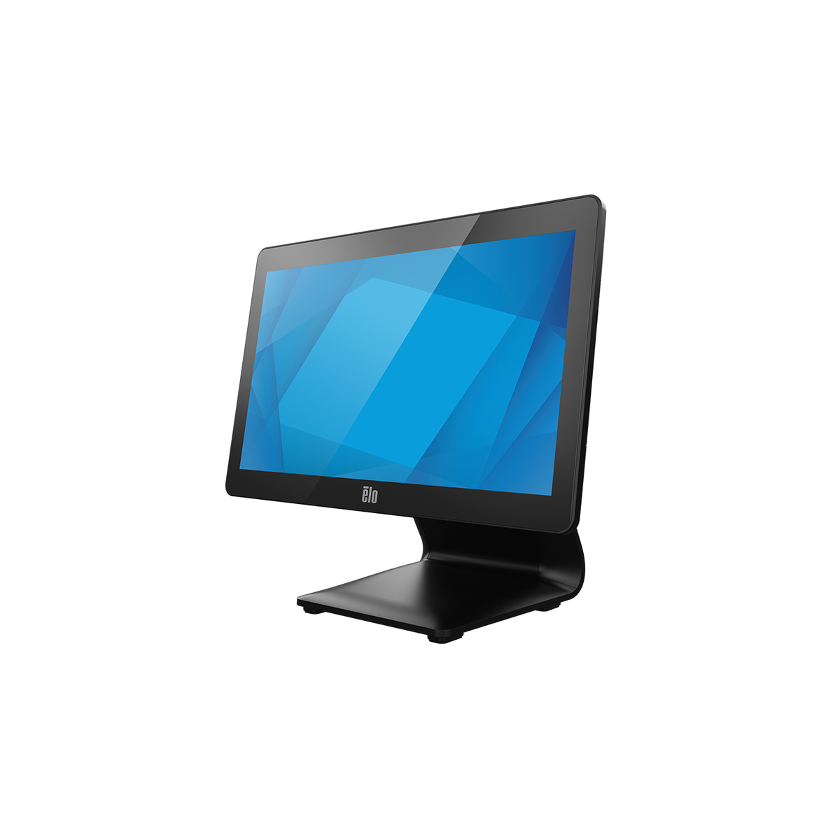 Elo I-Series 3 with Intel 15.6-inch touch computer E706031, left angled view with POS stand