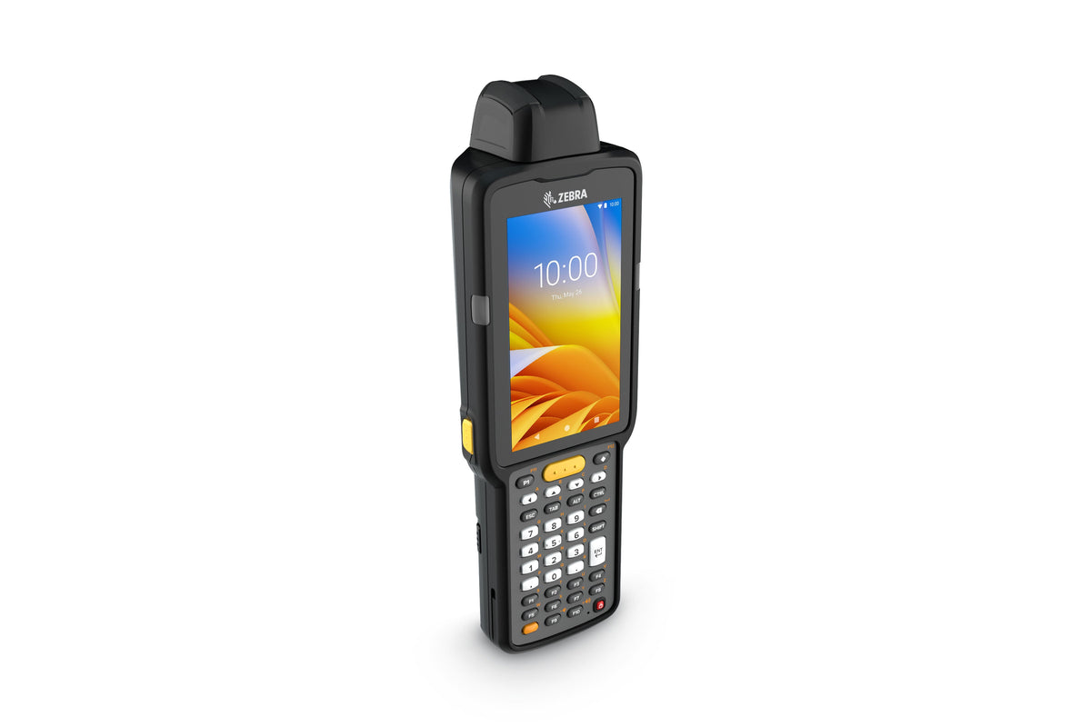 Zebra MC3300x rugged keypad mobile computer, rotating turret head, 38-key function numeric keypad (MC330L-RC3EG4RW) – angled view