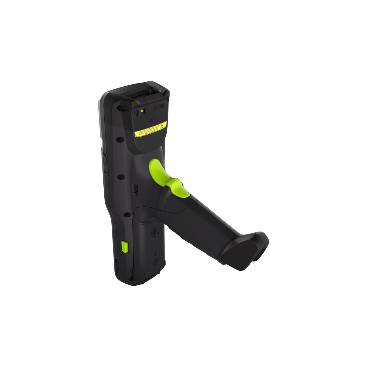 Zebra MC3450 rugged 5G keypad mobile computer, pistol grip, 47-key alphanumeric keypad (MC345B-3G1R64SS-A6) – back view with pistol grip