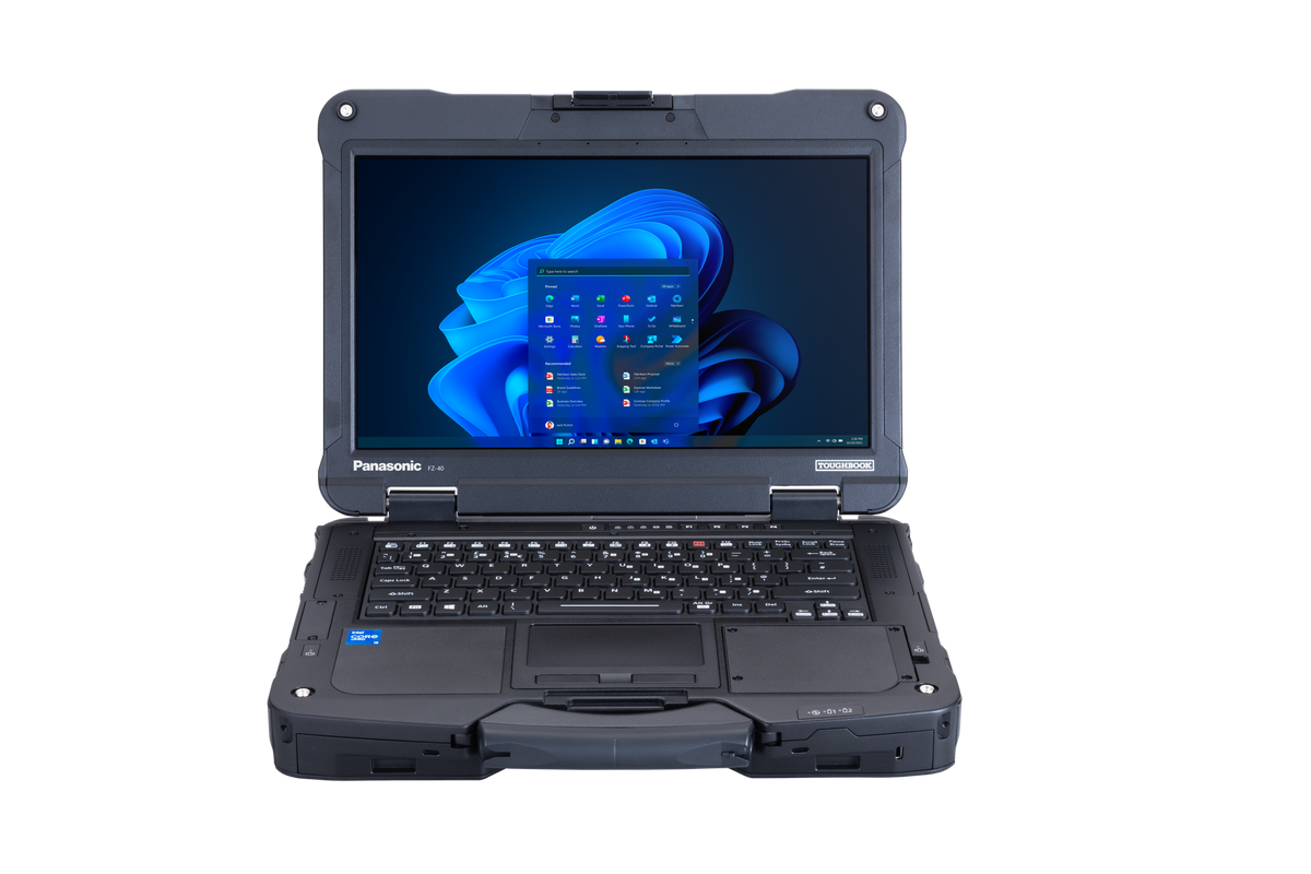Panasonic TOUGHBOOK 40 mk2 rugged 14-inch laptop (US keyboard), open front view with Full HD touchscreen