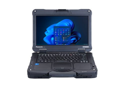 Panasonic TOUGHBOOK 40 mk2 rugged 14-inch laptop (Core Ultra 7, UK keyboard, 5G), open front view with Full HD touchscreen