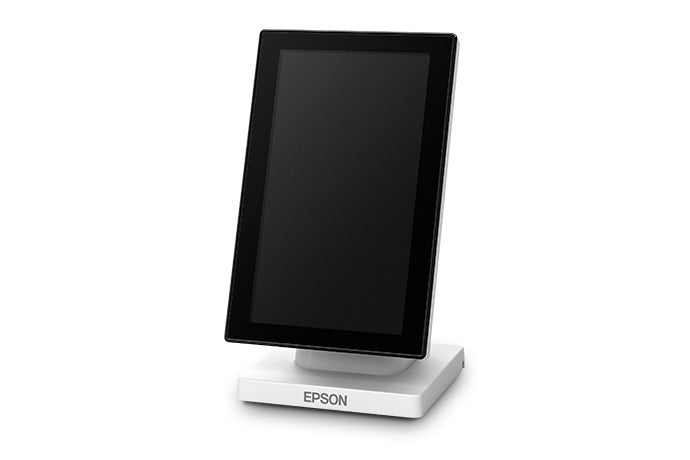 Epson DM-D70 white customer display in portrait orientation
