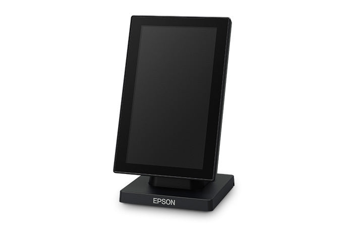 Epson DM-D70 black customer display in portrait orientation