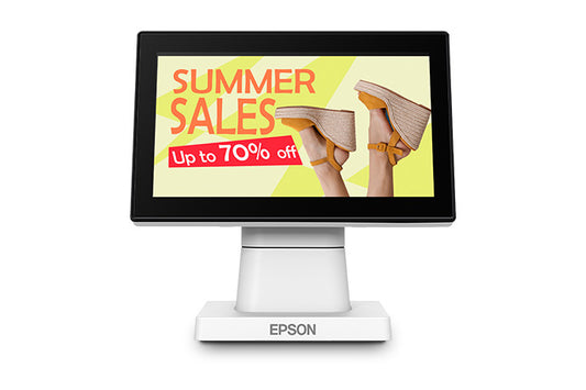 Epson DM-D70 white 7-inch colour customer display, front view