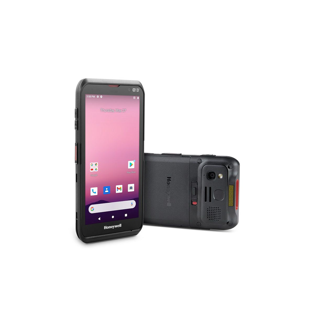 Honeywell ScanPal EDA56 Android mobile computer, Wi-Fi, S0703 2D imager (EDA56-00AE61N21RK) – front and back angled view
