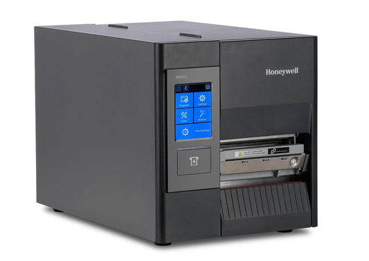 Honeywell PD45S industrial label printer, 3.5-inch colour touchscreen, tear bar, 203 dpi, thermal transfer (PD45S0FE010000200) – angled right view