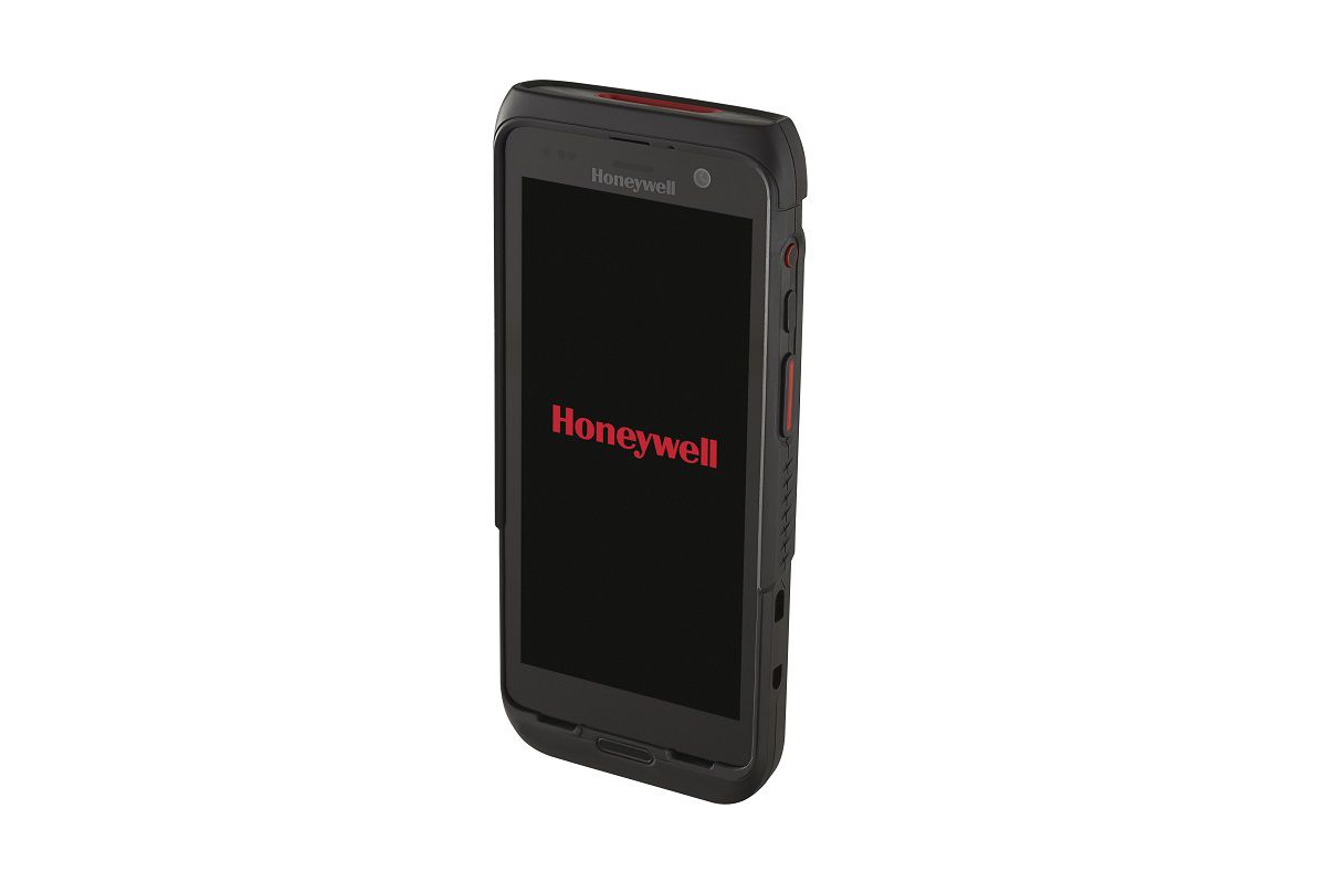 Honeywell CT47 5.5-inch all-touch Android mobile computer, black, extended-range 2D imager, Wi-Fi only, 6 GB / 128 GB (CT47-X0N-3ED100G) – angled view