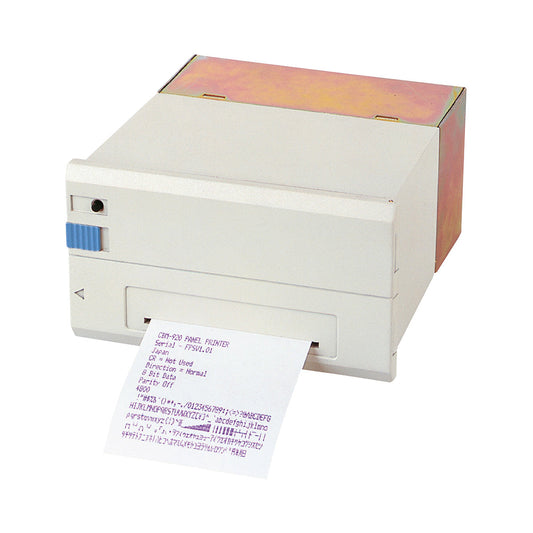 Citizen CBM-920II panel-mount dot matrix (impact) printer, 24 columns, serial RS-232, DC powered (CBM920II24RFDC) – panel-mount printer printing a ticket