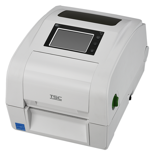 TSC TH340RHC 4-inch healthcare desktop UHF RFID label printer, 300 dpi, touch display, white (TH340RHC-A001-0002) – front view