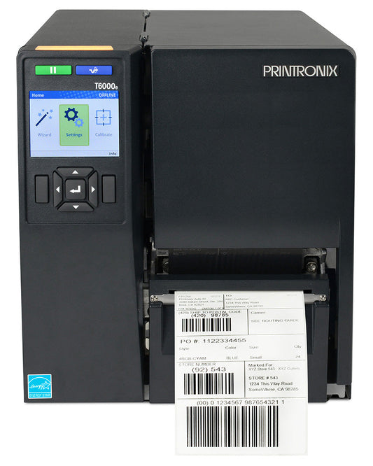 Printronix Auto ID T6304e RFID industrial label printer, 4-inch, UHF RFID, tear-off, 300 dpi, thermal transfer (T6E3R4-2100-02) – front view