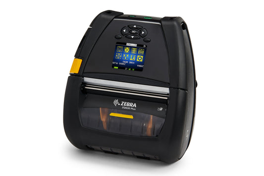 Zebra ZQ630 Plus mobile receipt and label printer, black, Wi-Fi 6 + Bluetooth (ZQ63-AUXAE14-00) – 3/4 view