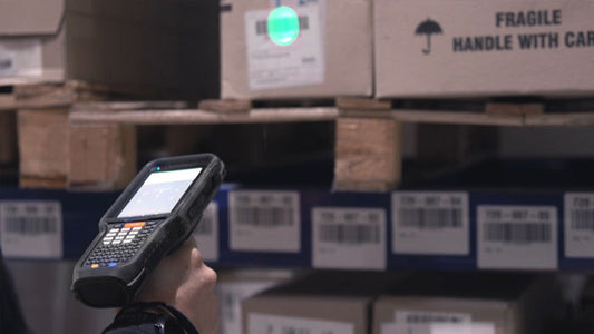 Datalogic Skorpio X5 rugged Android mobile computer, handheld, 28-key numeric keypad, 2D imager (medium range) (943500041) – in use in warehouse